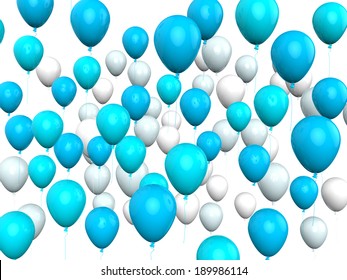 Floating Light Blue And White Balloons Showing Argentinean Celebration