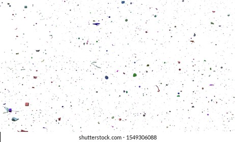 floating microplastic particle, nurdles pollution isolated on white background (3d render)