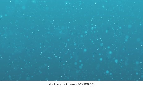 Floating Particles Under Water Sea. Deep Ocean Bubbles.