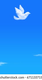 floating shaped clouds in the clear blue sky (Bird)