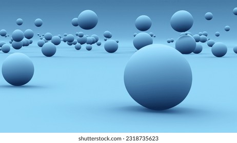 Floating spheres 3d rendering empty space