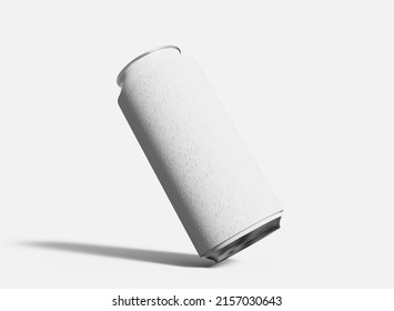 Floating White Can With Cooler Mockup. Isolated Can Koozie. 3d Rendering