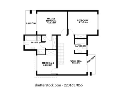 Floor Plan 2d. Black White Floor Plan. Floorplan. Blueprint. Plan For Real Estate. Home Plan.