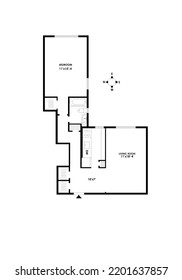 Floor Plan 2d. Black White Floor Plan. Floorplan. Blueprint. Plan For Real Estate. Home Plan.