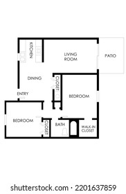 Floor Plan 2d. Black White Floor Plan. Floorplan. Blueprint. Plan For Real Estate. Home Plan.