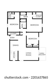 Floor Plan 2d. Black White Floor Plan. Floorplan. Blueprint. Plan For Real Estate. Home Plan.