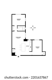 Floor Plan 2d. Black White Floor Plan. Floorplan. Blueprint. Plan For Real Estate. Home Plan.