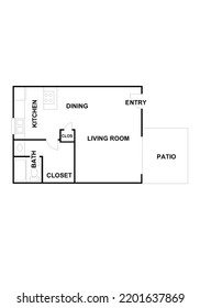 Floor Plan 2d. Black White Floor Plan. Floorplan. Blueprint. Plan For Real Estate. Home Plan.