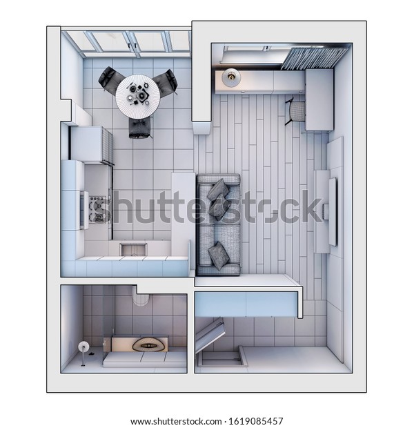 Floor Plan Apartment Geometric Grid View Stock Illustration 1619085457 ...