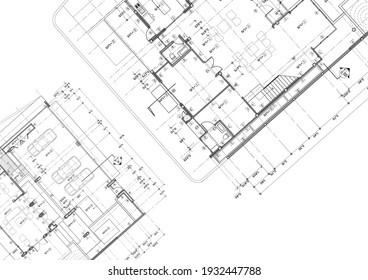 Floor Plan Designed Building On The Drawing.