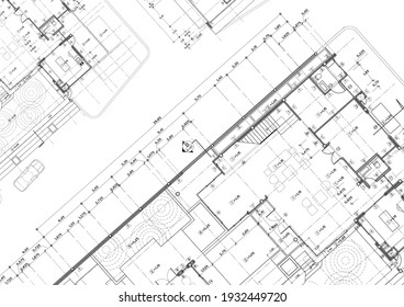 Floor Plan Designed Building On The Drawing.