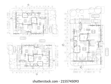 Floor plan designed building on the drawing. - Powered by Shutterstock