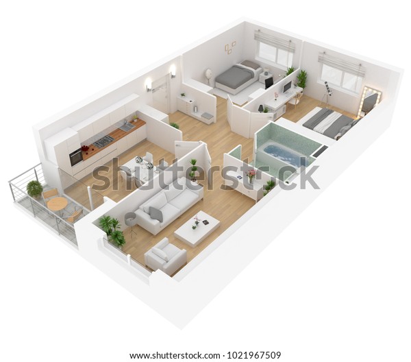 Floor Plan Top View Apartment Interior Stock Illustration 1021967509 ...