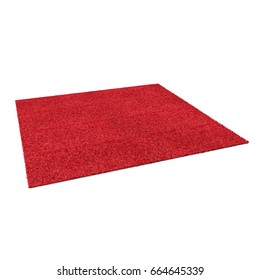 A Floor Red Rug Isolated On A White. 3D Illustration