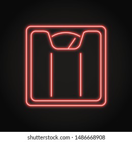 Floor scales icon in neon line style. Body weight measurement equipment symbol.