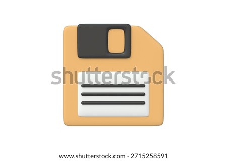 Floppy disk isolated on white background. Magnetic diskette. Minifloppy or microfloppy. Obsolete data storage. Save icon. Top view. 3d render
