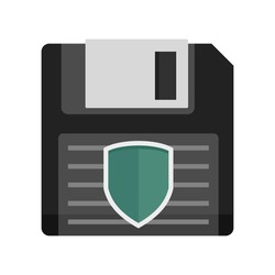 Floppy Disk Protected Icon. Flat Illustration Of Floppy Disk Protected  Icon For Web Design