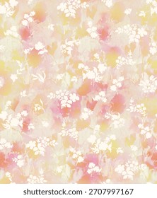Floral all over pattern with blur wave effect, hand drown art work style digital printing on fabric wallpaper background garment, saree, suit, duppata, dress, bed sheet, rug, wall sticker, men shirt  