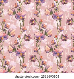 floral all over pattern with new style effect, hand drown art work  digital printing on fabric wallpaper background garment, saree, suit, duppata, women dress, bed sheet, rug, wall sticker, men shirt.