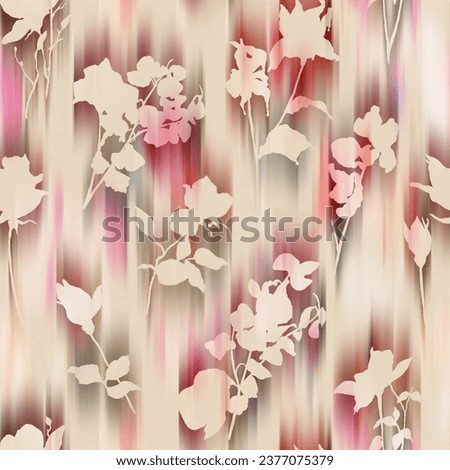 Floral allover pattern Digital print hand drawn paint flowers bunch design blur wave effect creative style plant smooth mixing art for saree suit kurti parda chader cover paper rug fabric home decore. [[stock_photo]] © 