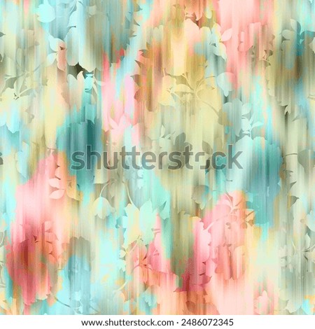 Floral allover pattern Digital print hand drawn paint flowers bunch design blur wave effect creative style plant smooth mixing art for saree suit kurti parda chader cover paper rug fabric home decore.