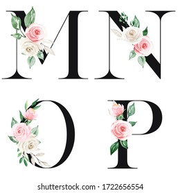 Floral Alphabet Letters Set Watercolor Flowers Ilustra Es Stock Shutterstock