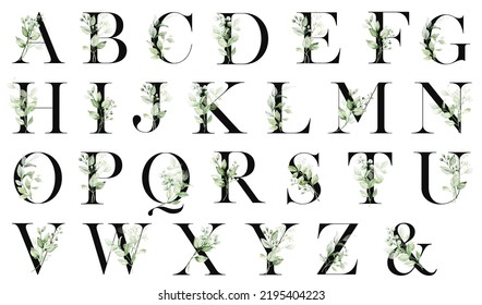 Floral Alphabet Letter S Watercolor Flowers Stock Illustration ...