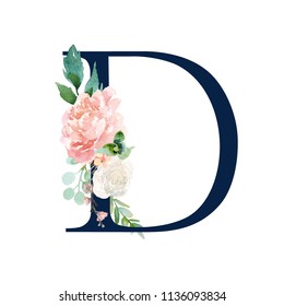 Floral Alphabet Navy Color Letter R Stock Illustration 1136093708 ...