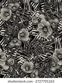 Floral background seamless pattern design for textile industry and fashion. 