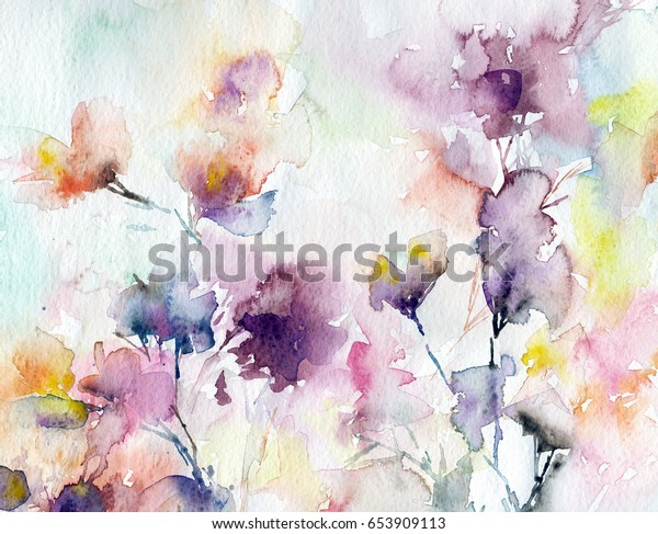 Illustrazione Stock A Tema Sfondo Floreale Acquerello Fiori Astratti Biglietto