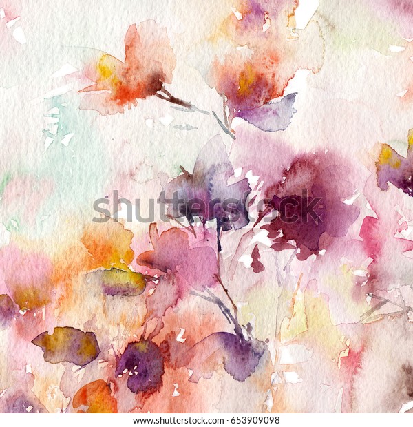 Floral background.\
Watercolor floral background. Greeting card. Wedding invitation\
template. Floral card. Spring flowers. Watercolor floral wall art\
painting for home\
decor.