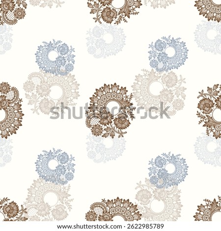 Floral bouquet vector pattern with small flowers and leaves 