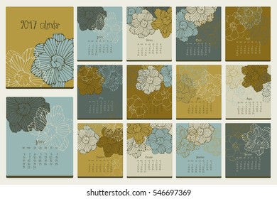 Floral Calendar Hand Drawn Doodle Flowers Stock Illustration 546697369 ...