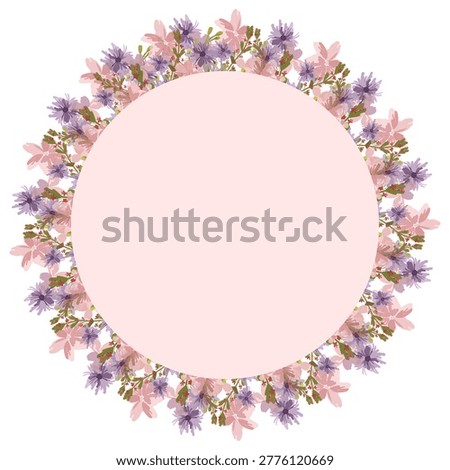 Floral Circle Frame with Solid Pink Center, Suitable for Logos and Social Media Posts