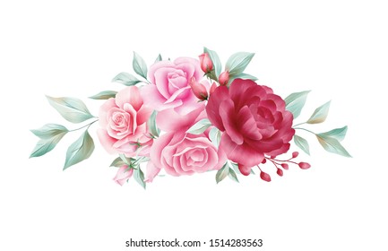 Watercolor Flowers Bouquet Soft Brown Floral Stock Illustration ...