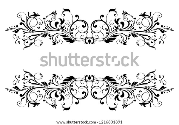 Floral decorative\
ornaments. Divider elements. Illustration isolated on white\
background. Raster\
version