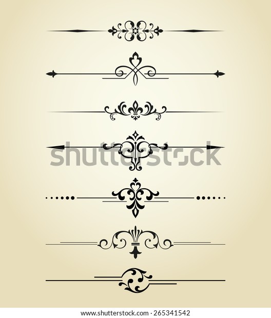 Floral design elements vintage\
dividers in black color. Page decoration.  Illustration, isolated\
on white background. Can use for birthday card, wedding\
invitations