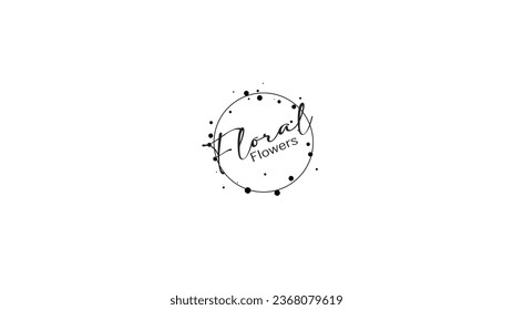 Floral Flower Botanical logo design, circle design vector, hand drawn logo vector, frame circle and minimalist design, Floral emblem, Flower vector design  - Powered by Shutterstock