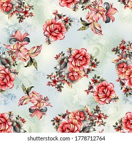 floral flower pattern with digital textile background