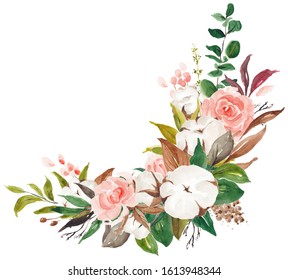 Watercolor Floral Border Decoration Wedding Invitation Stock ...