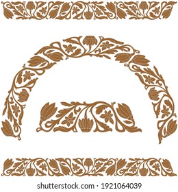 Floral Folk Ornament Pattern In Byzantine Style Art For Borders And Brushes Illustration