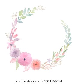 Floral Frame Hand Painted Watercolor Flowers Stock Illustration ...