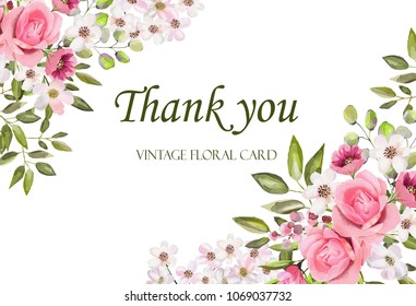 Floral Frame Pink Roses Decorative Leaves Stock Illustration 1069037732 