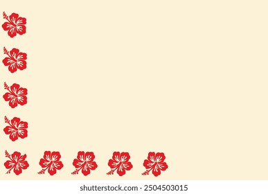 Floral frame with red hibiscus flowers on white background template. Vector set of blooming flower for wedding invitations and greeting card design, Hawaiian concept, Summer concept, Summer party - Powered by Shutterstock