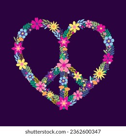 Floral Heart Peace symbol icon. Flowers logo design. International Peace Day concept design. Anti military movement emblem - Powered by Shutterstock