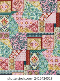 floral madhubani kalamkari chinz kani Abstract shirting Ajrakh Ikat block batik print patola Background digital printing textile pattern floral allover design front back and duppata kurti
