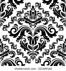 Beautiful Black White Floral Seamless Pattern Stock Vector (Royalty ...