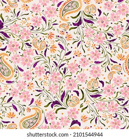 floral paisley pattern, Indian floral pattern, Persian pattern for fabric, textile, fashion, home decor, bedding, wedding invitation, stationery, wall art, wallpaper, and more.