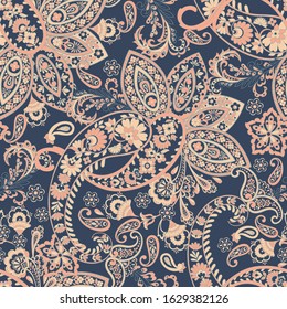 Floral Paisley Seamless Pattern. Vintage Background In Batik Style