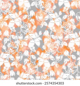 Floral pattern allover 3D effect leaf seamless jall with blur wave texture endless repeat for digital machin printing design cover page saree suit, kurti, parda, chader fresh high clarity sharp image
